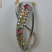 pandantiv aur alb 14K cu safire naturale multicolore 0,53CT fin foto