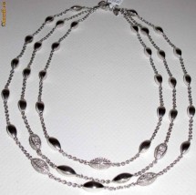 Colier argint masiv (50g) cu ornamente si 40 accente DIAMANTE foto