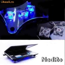 LAPTOP USB Cool Pad Stand 3 fans / blue LED LIGHT D113 foto