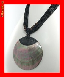 Lant Fantezie Pandantiv Masiv Abalone-Lemn Rafinat LFAN-005 foto