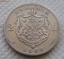 2 lei 1881 - stare excelenta - RAR in aceasta calitate!!! Piesa de colectie!!! foto