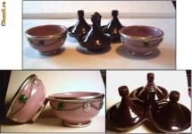 SET  MAROCAN - solnita cu 3 locase pt condimente + 2 boluri foto