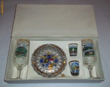 set minibar (patru pahare plus scrumiera cristal) foto