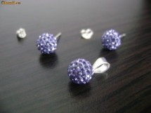 SET ARGINT MODEL GLOB CU CRISTALE SWAROVSKI MOV DESCHIS foto