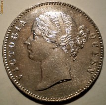 C.359 MAREA BRITANIE INDIA VICTORIA ONE RUPEE 1840 AUNC ARGINT foto