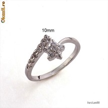 INEL deosebit FILAT IN AUR ALB de 18k (gold filled) cu 24 de pietre Swarovski in forma de FLORICICA ! SUPERB, cu pietre foarte stralucitoare !!! foto