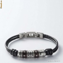 BRATARA barbateasca FOSSIL JF85428 NOU CU ETICHETA, combinatie de otel inoxidabil si piele CUTIE CADOU pret magazin 46 euro foto