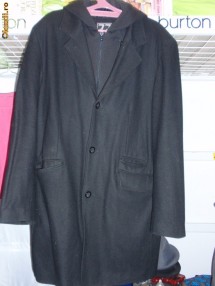 Palton stofa neagra cu gluga atasabila, masura L, C&A, ca nou. foto