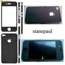 Folie carbon iPhone 4 negru, alb (fata, spate, lateral) - poze reale foto