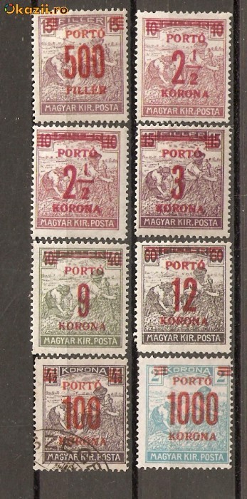 Timbre Ungaria 1921-23 cu supratipar PORTO nestampilate foto mare