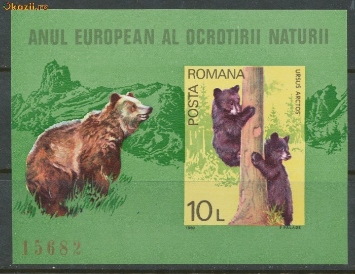 RFL 1980 Ocrotirea Naturii - URSOAICA - colita nedantelata nestampilata stare excelenta foto mare