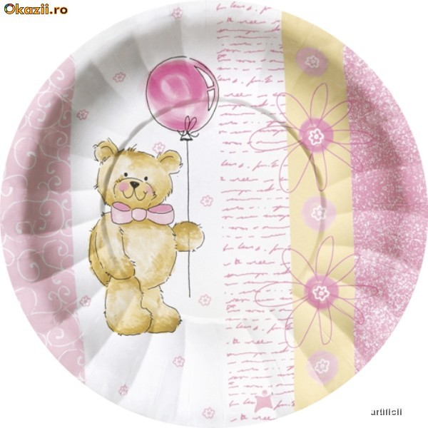 Set de 10 Farfurii  botez 23cm foto mare