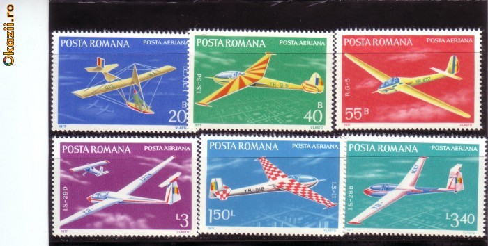 Romania L931 Aviatie -planoare 1977 foto mare