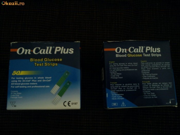Teste/ Strisce pt aparatul de glicemie On Call Plus GIMA - set de 50 buc - cod 23912 foto mare