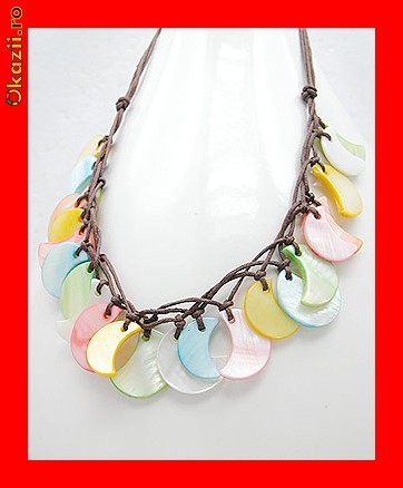 Lant Fantezie Bumbac Accesorii Banuti Abalone-Plastic Colorati LFAN-004 foto mare