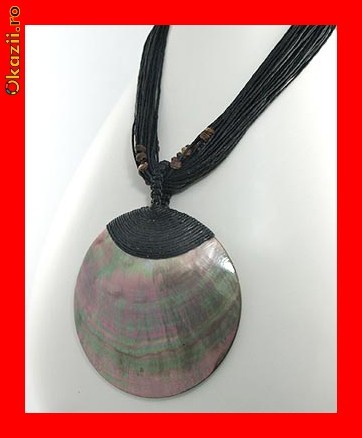 Lant Fantezie Pandantiv Masiv Abalone-Lemn Rafinat LFAN-005 foto mare