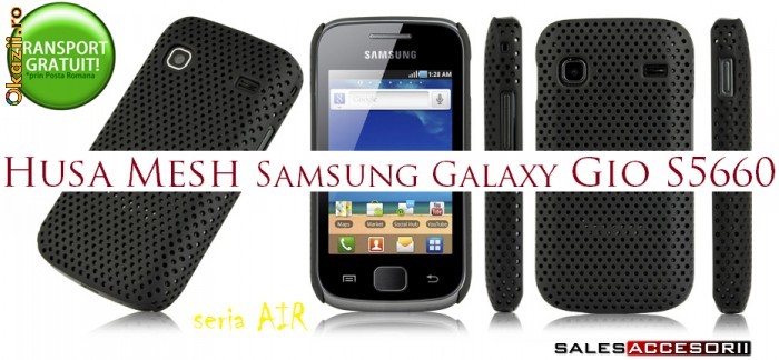 HUSA BLACK NEAGRA AIR MESH PERFORATA SAMSUNG S5660 GALAXY GIO - TRANSPORT GRATUIT foto mare