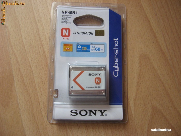 Baterie Originala Sony NP-BN1  Made in Japan  Acumulator Camera Foto Seria W WX T TX foto mare