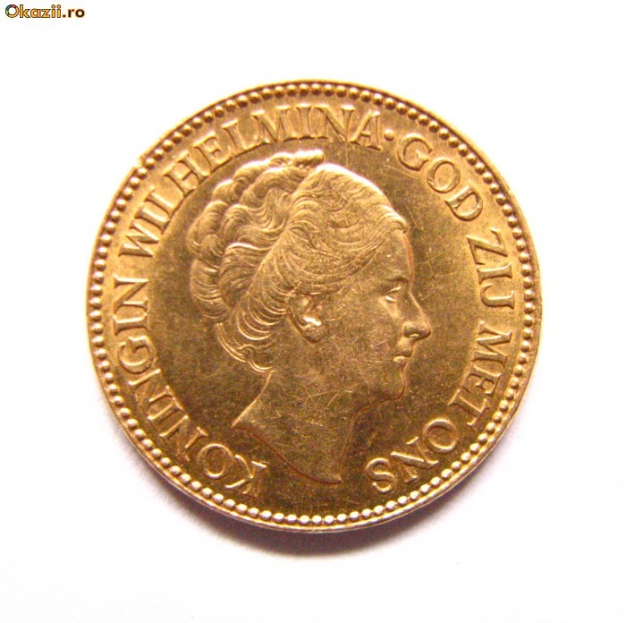 Olanda - 10 Gulden 1933 - Aur 6,73gr. foto mare