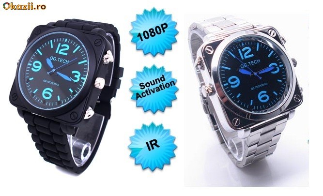 Ceas cu Camera Ascunsa,Functii Multiple,IR,Detectie la Sunet,8GB,Waterproof foto mare