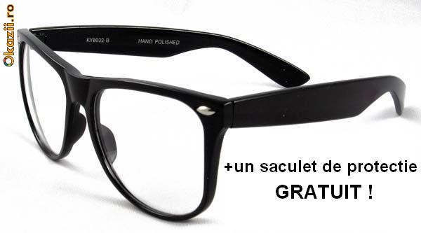 Ochelari Wayfarer Nerd - lentile clare, unisex ; Bonus : un saculet pentru protectie ! foto mare