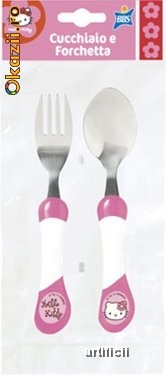 Set tacamuri furculita si lingura HELLO KITTY BAMBOO foto mare