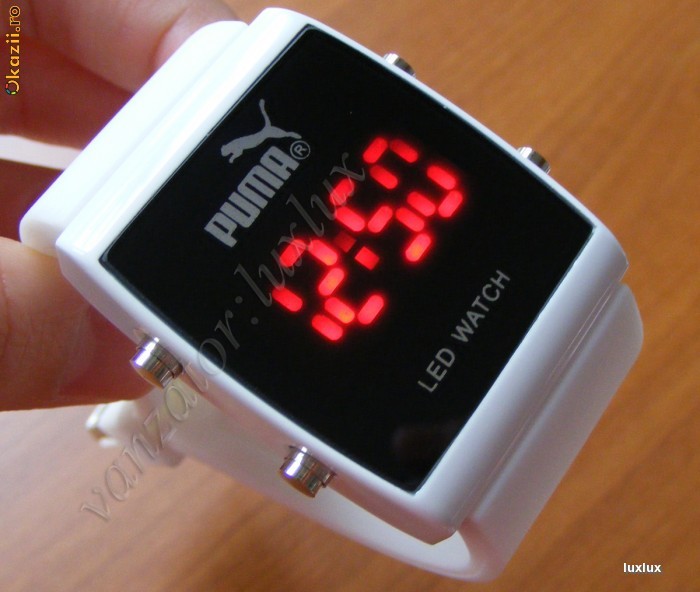 Ceas led-uri Puma Alb barbatesc/dama, curea silicon, sport led watch, Nou! foto mare