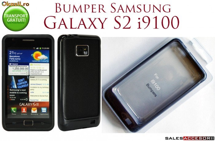 BUMPER NEGRU SAMSUNG I9100 GALAXY S2 + FOLIE ECRAN CADOU! - TRANSPORT GRATUIT! foto mare
