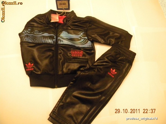 Trening ORIGINAL ADIDAS marimea 68, 80 (6-18 luni), produs NOU CU ETICHETA, bluza geaca si pantaloni, material gros lucios ULTIMA BUCATA foto mare