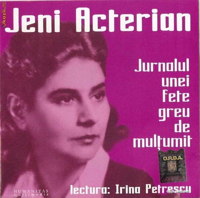 AUDIOBOOK JENI ACTERIAN - JURNALUL UNEI FETE GREU DE MULTUMIT in lectura lui IRINA PETRESCU ORIGINAL (Transport gratuit la plata in avans) foto mare