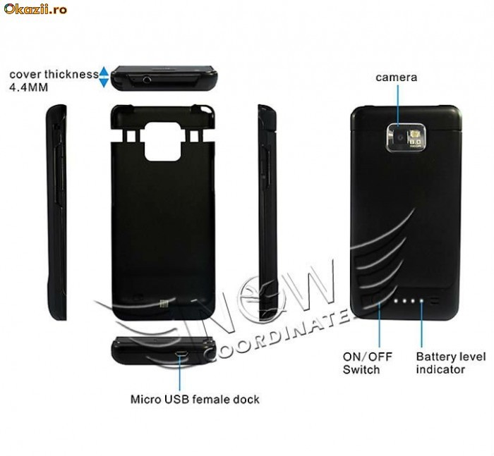 ACUMULATOR EXTERN SAMSUNG I9100 GALAXY S2 !! SIGILAT !! BLACK !! 249 RON !! foto mare