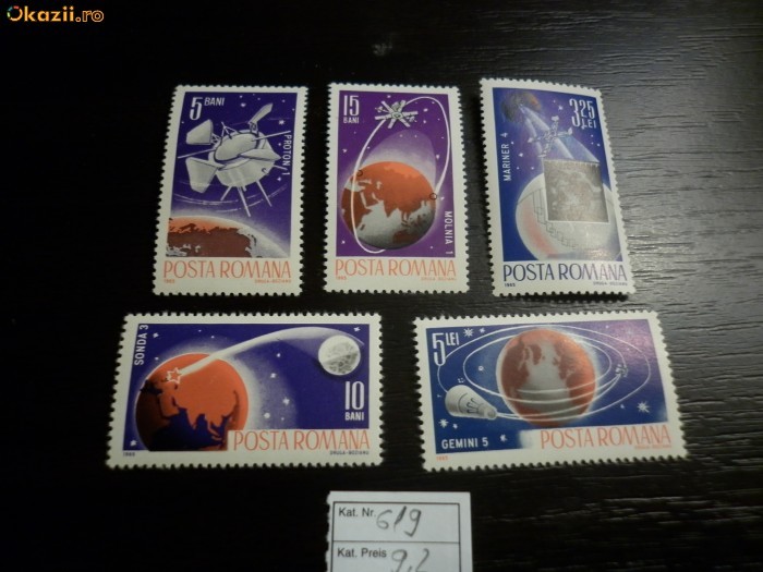 Romania LP 619 , Cosmonautica 1965, MNH/** foto mare