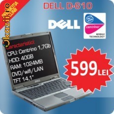 LAPTOPURI DELL D610 1.73Ghz /1024RAM/40GHDD/DVD/WIFI-565 RON foto mare