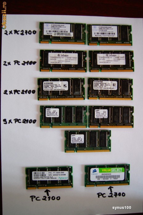 MEMORII   DDR1 256mb PC 2100 SI PC 2700  -diversi producatori foto mare
