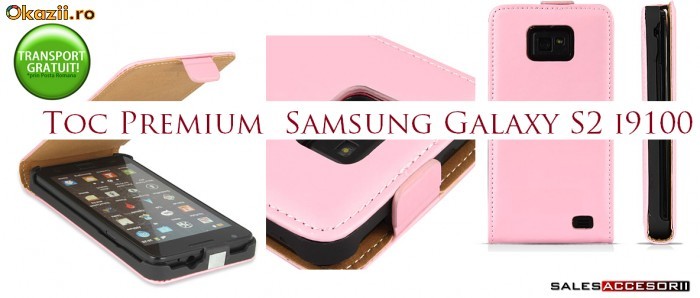 HUSA ELEGANTA SLIM ROZ TOC PIELE ECO PREMIUM + FOLIE CADOU SAMSUNG i9100 GALAXY S2 - TRANSPORT GRATUIT! foto mare