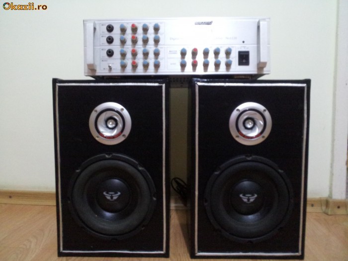Statie de amplificare audio PW-20A (2 x 90W/4&Omega;) si boxe cu difuzoare domotec de 380W putere foto mare