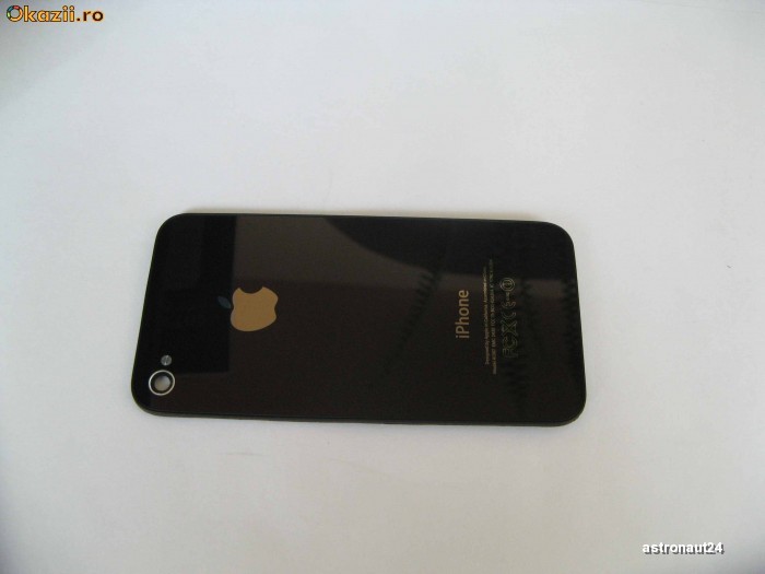 Carcasa / Capac Spate Original / Originala  Apple iPhone 4 Black / Negru Din Sticla foto mare