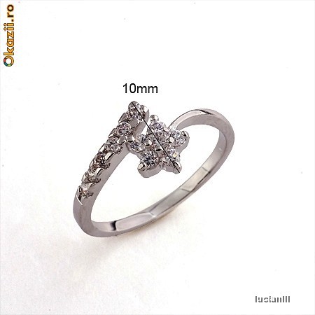 INEL deosebit FILAT IN AUR ALB de 18k (gold filled) cu 24 de pietre Swarovski in forma de FLORICICA ! SUPERB, cu pietre foarte stralucitoare !!! foto mare