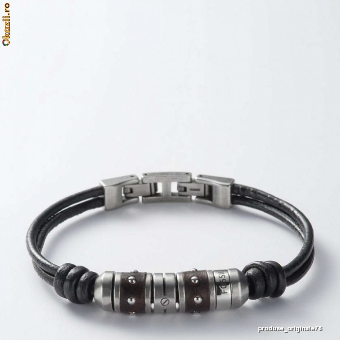BRATARA barbateasca FOSSIL JF85428 NOU CU ETICHETA, combinatie de otel inoxidabil si piele CUTIE CADOU pret magazin 46 euro foto mare