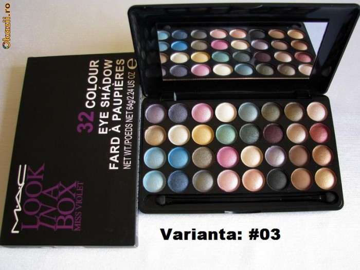 Set machiaj MAC  - Trusa Machiaj 32 culori + Trusa 8 pensule + Fond de ten Mineralize Satinfinish SPF 15 Foundation + Rimel 2 in 1 XXL Volum+Alungire foto mare